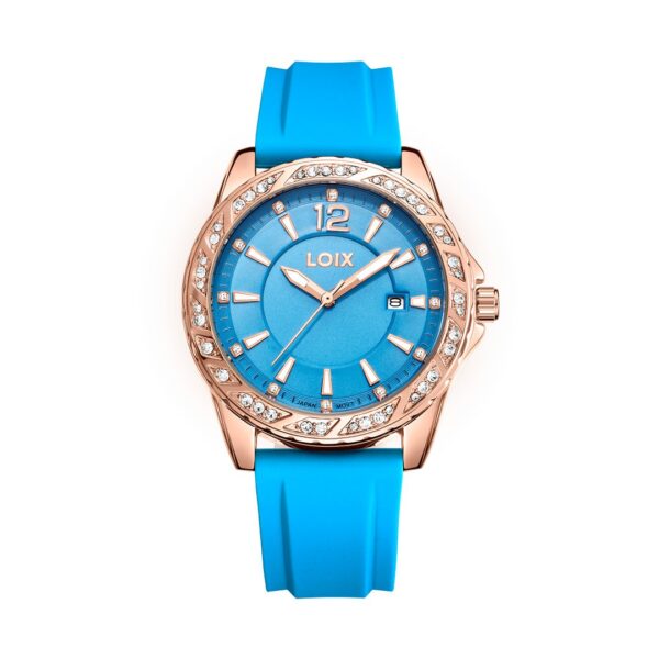 L1179-9 Reloj Mujer L1179-9 Azul con bisel oro rosa. tablero azul