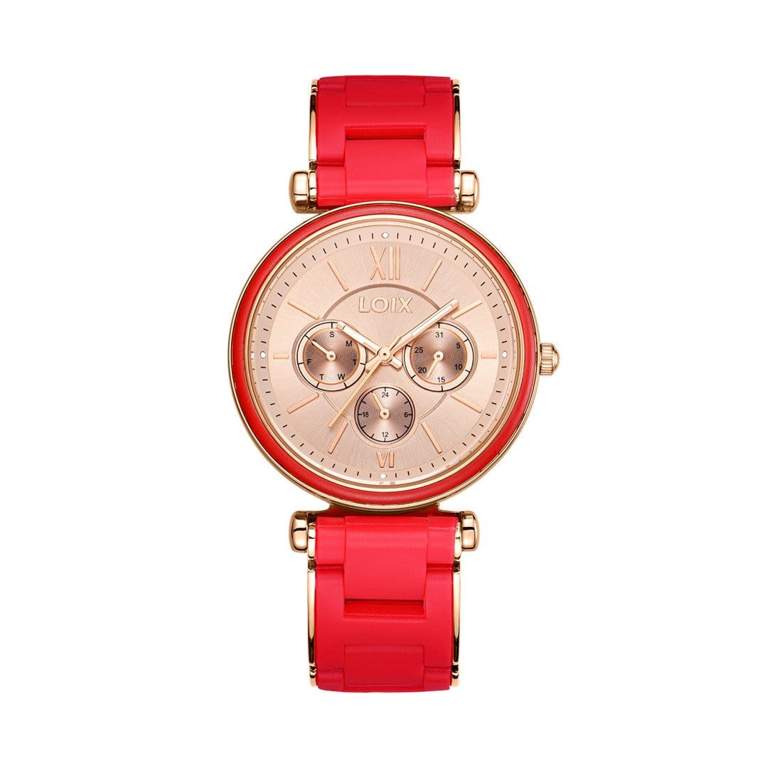 L1209-3 L1209-3 Reloj mujer L1209-3 Rojo con rosado. tablero oro rosa
