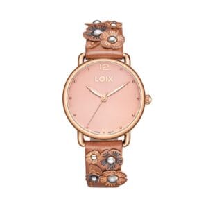 L1213-2 Reloj mujer L1213-2 Café con Oro rosa. tablero rosado