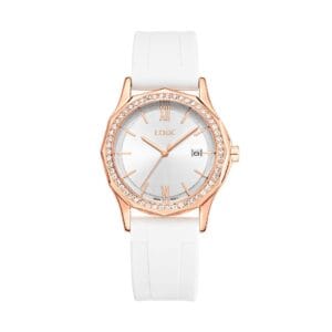 L1247-2 Reloj mujer L1247-2 blanco con oro rosa. tablero plateado