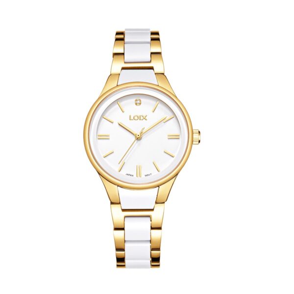 L1269-1 Reloj mujer L1269-1 Blanco con dorado. tablero blanco