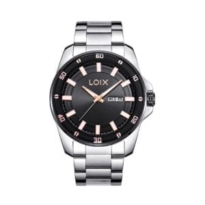 L2146-2 Reloj hombre L2146-2 Plateado con bisel negro. tablero negro