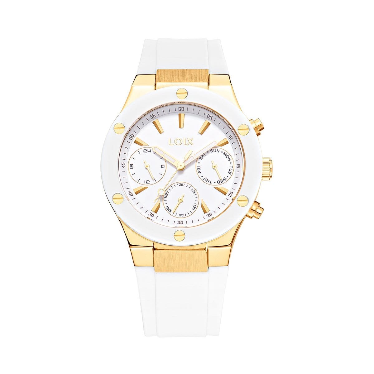 LA1126-9 LA1126-9 Reloj mujer LA1126-9 Blanco con oro rosa. bisel blanco. tablero blanco